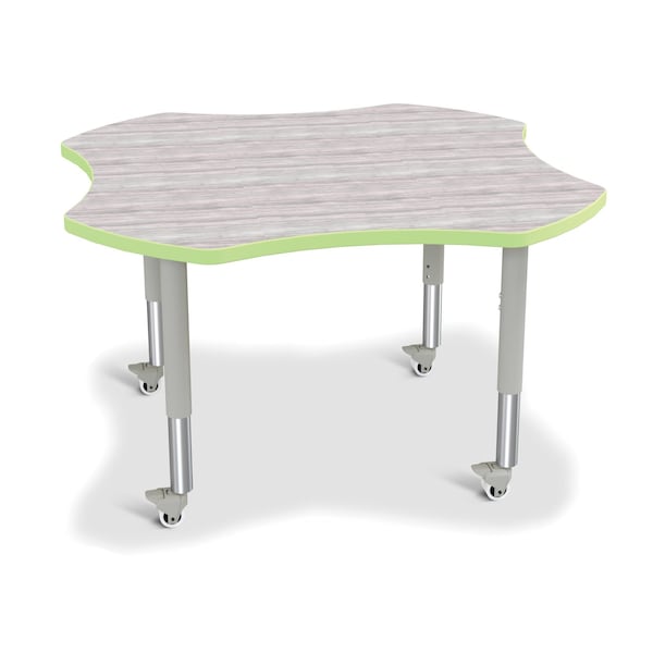 Berries Four Leaf Activity Table, Mobile, Driftwood Gray/Key Lime/Gray